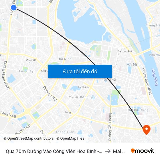 Qua 70m Đường Vào Công Viên Hòa Bình - Phạm Văn Đồng to Mai Động map
