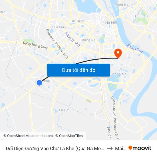 Đối Diện Đường Vào Chợ La Khê (Qua Ga Metro La Khê) - 405 Quang Trung (Hà Đông) to Mai Động map