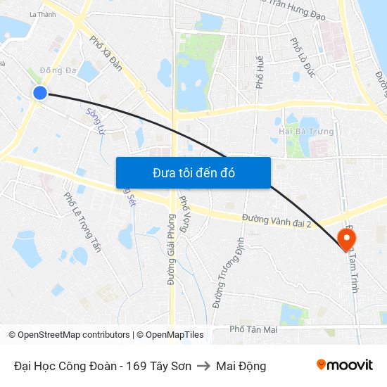 Đại Học Công Đoàn - 169 Tây Sơn to Mai Động map