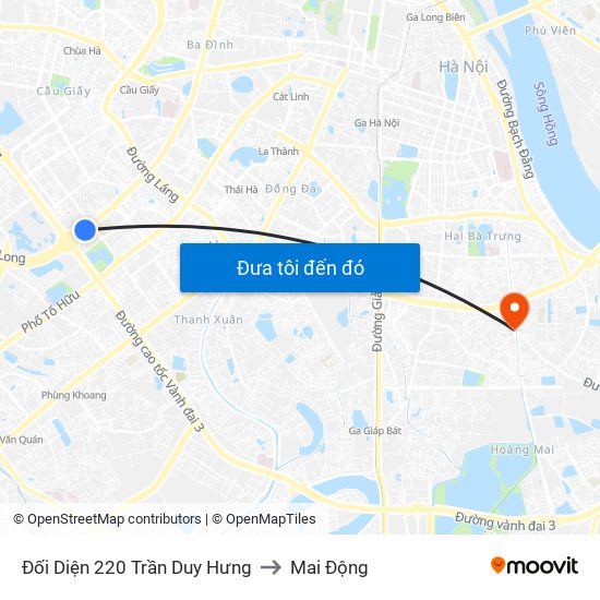Đối Diện 220 Trần Duy Hưng to Mai Động map