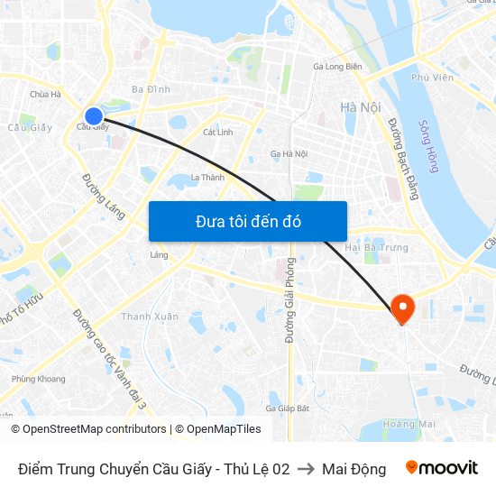 Điểm Trung Chuyển Cầu Giấy - Thủ Lệ 02 to Mai Động map