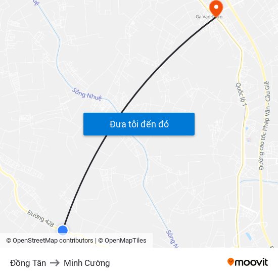 Đồng Tân to Minh Cường map