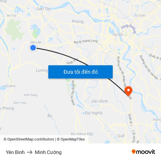 Yên Bình to Minh Cường map