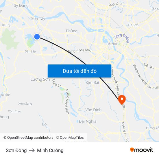 Sơn Đông to Minh Cường map
