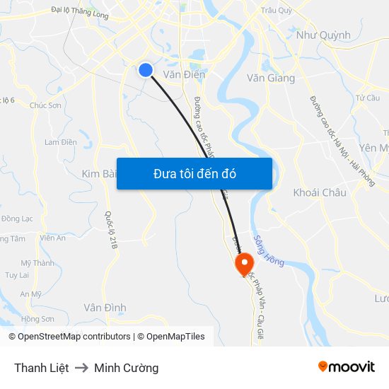 Thanh Liệt to Minh Cường map