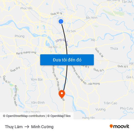 Thuỵ Lâm to Minh Cường map