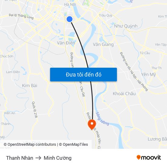 Thanh Nhàn to Minh Cường map