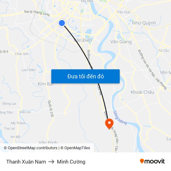 Thanh Xuân Nam to Minh Cường map