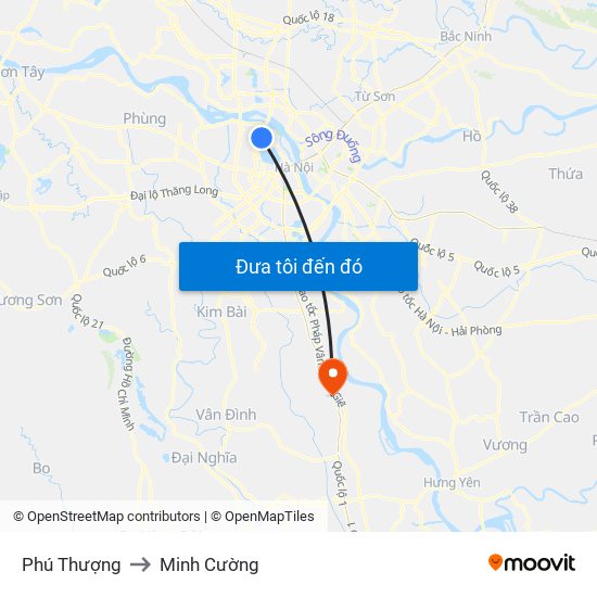 Phú Thượng to Minh Cường map