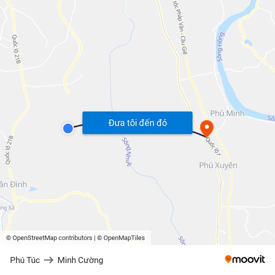 Phú Túc to Minh Cường map