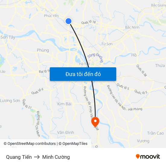 Quang Tiến to Minh Cường map