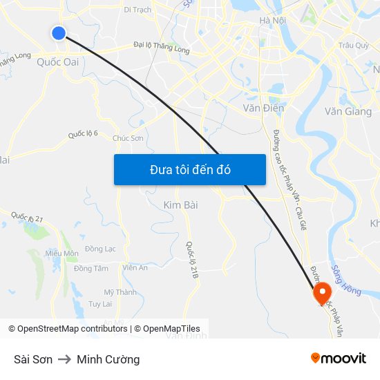 Sài Sơn to Minh Cường map
