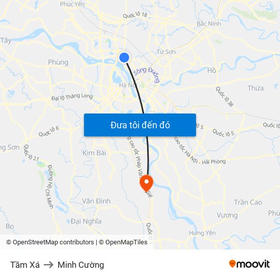 Tầm Xá to Minh Cường map