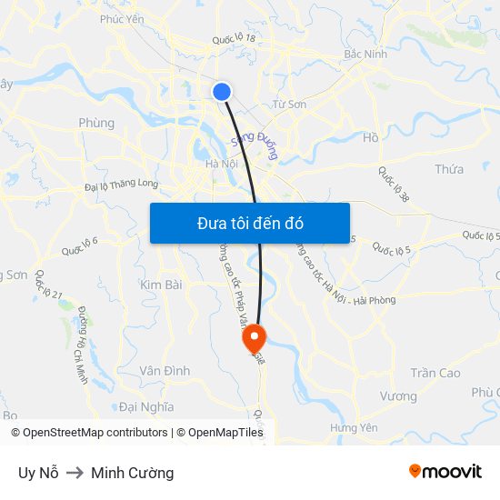Uy Nỗ to Minh Cường map