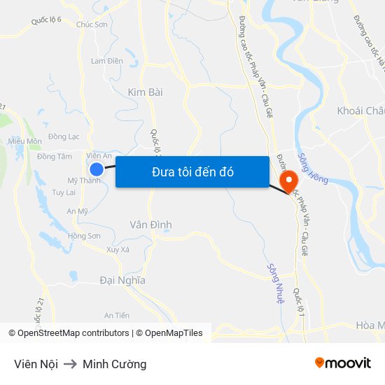 Viên Nội to Minh Cường map