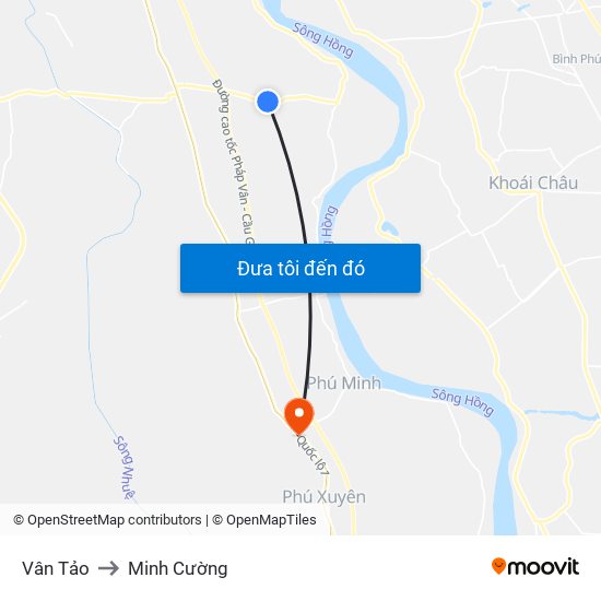 Vân Tảo to Minh Cường map