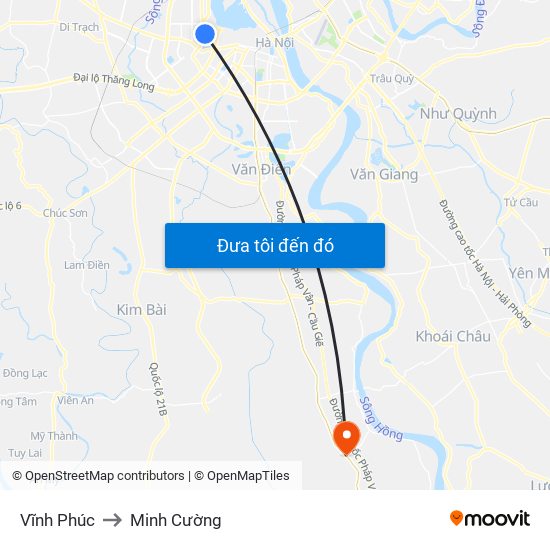 Vĩnh Phúc to Minh Cường map