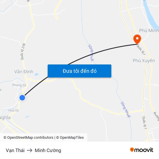 Vạn Thái to Minh Cường map