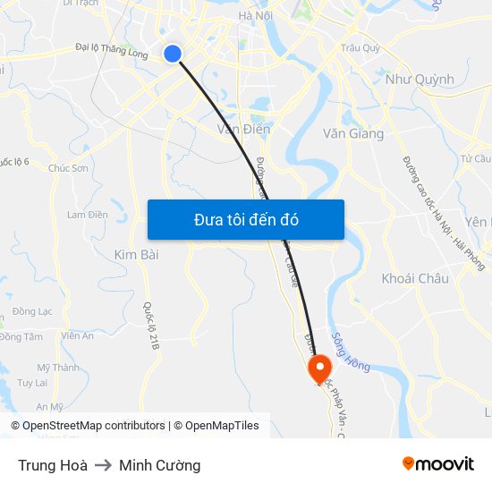 Trung Hoà to Minh Cường map