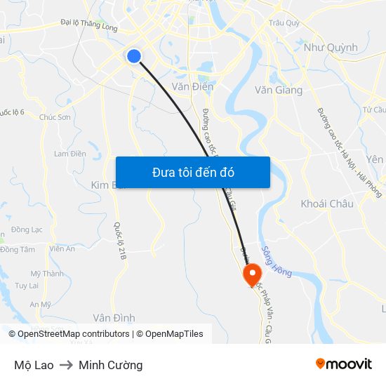 Mộ Lao to Minh Cường map