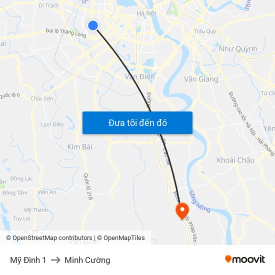 Mỹ Đình 1 to Minh Cường map