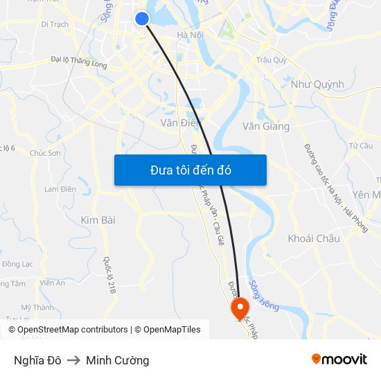 Nghĩa Đô to Minh Cường map
