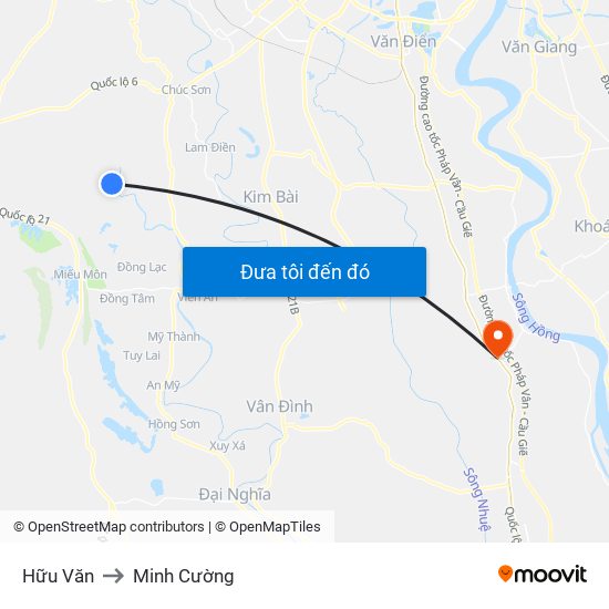 Hữu Văn to Minh Cường map