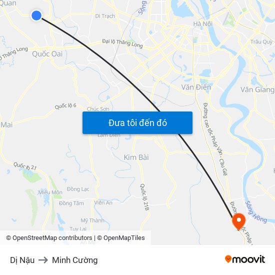 Dị Nậu to Minh Cường map