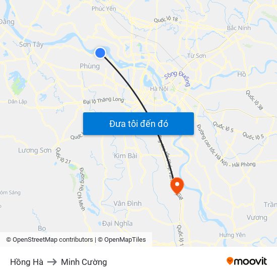 Hồng Hà to Minh Cường map