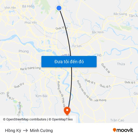 Hồng Kỳ to Minh Cường map