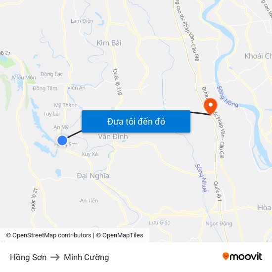 Hồng Sơn to Minh Cường map