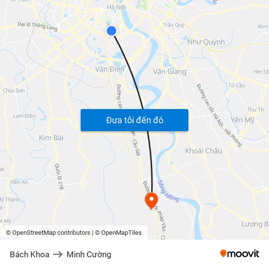 Bách Khoa to Minh Cường map