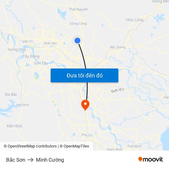Bắc Sơn to Minh Cường map