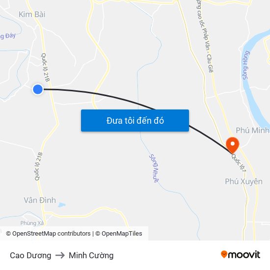 Cao Dương to Minh Cường map