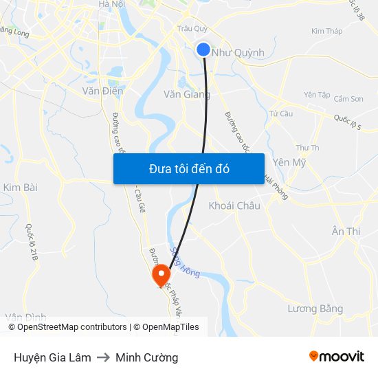 Huyện Gia Lâm to Minh Cường map