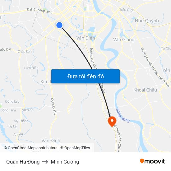 Quận Hà Đông to Minh Cường map