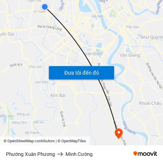 Phường Xuân Phương to Minh Cường map