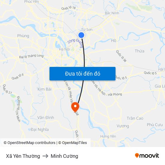 Xã Yên Thường to Minh Cường map