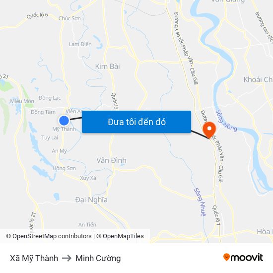 Xã Mỹ Thành to Minh Cường map
