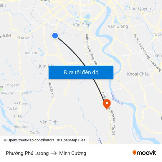 Phường Phú Lương to Minh Cường map
