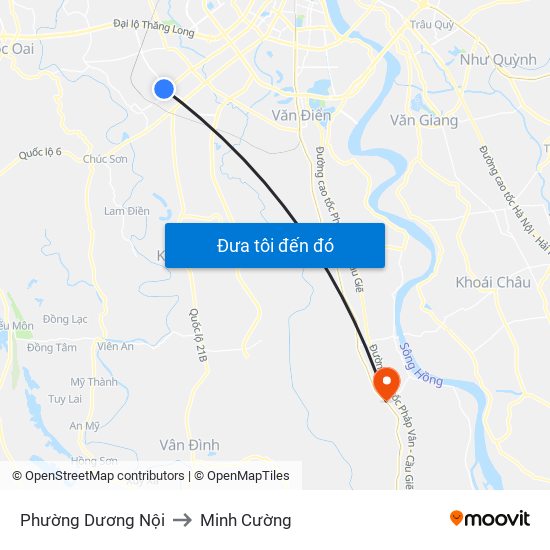 Phường Dương Nội to Minh Cường map