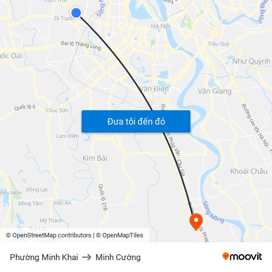 Phường Minh Khai to Minh Cường map