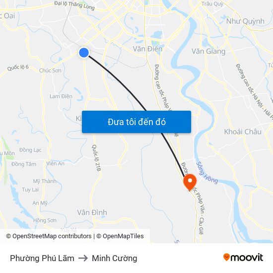 Phường Phú Lãm to Minh Cường map