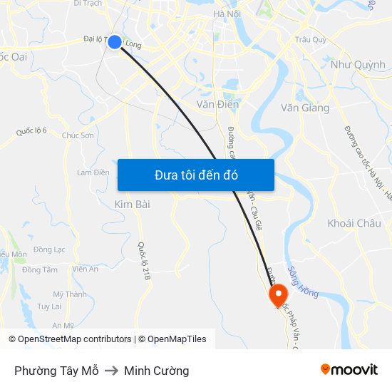 Phường Tây Mỗ to Minh Cường map