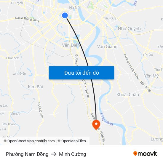 Phường Nam Đồng to Minh Cường map