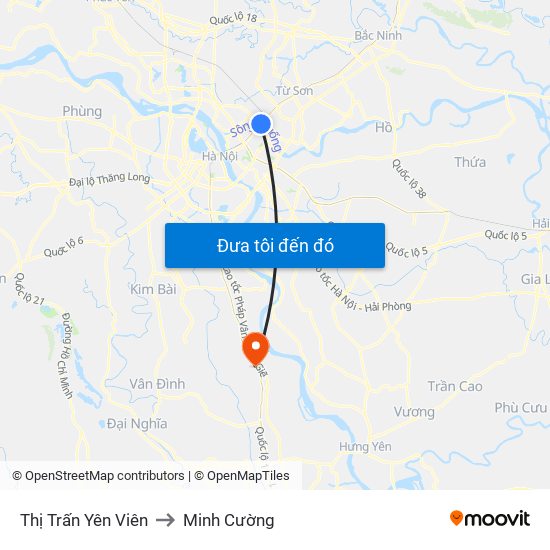Thị Trấn Yên Viên to Minh Cường map