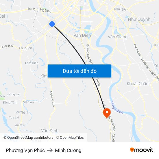 Phường Vạn Phúc to Minh Cường map