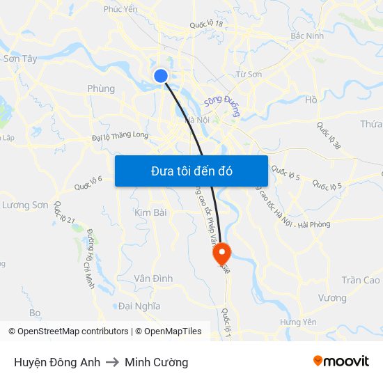 Huyện Đông Anh to Minh Cường map