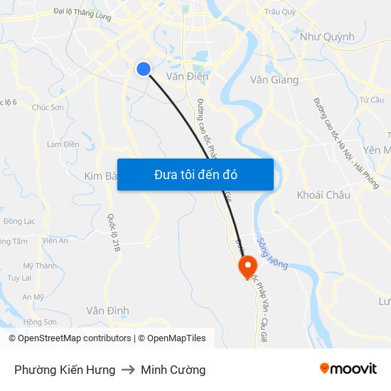 Phường Kiến Hưng to Minh Cường map