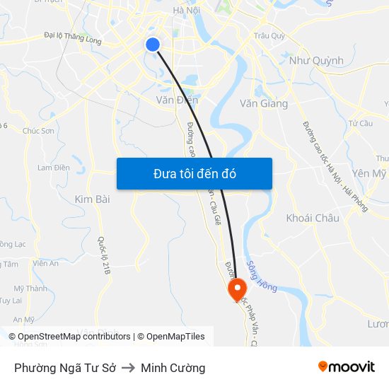 Phường Ngã Tư Sở to Minh Cường map